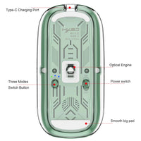 Transparent Tri-Mode Wireless Bluetooth RGB Mouse – 16000 DPI Rechargeable