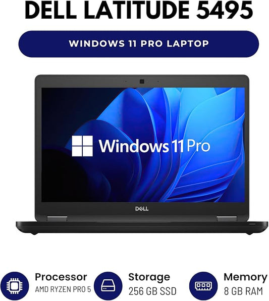 Dell Latitude 5495 14" Laptop - AMD Ryzen Pro 5 CPU - 8GB RAM - 256GB SSD - Windows 11 Pro