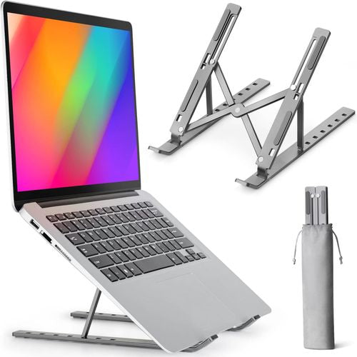 Metal Laptop Stand | Portable Aluminum Folding Adjustable Laptop Stand - Compatible with all size of Laptops