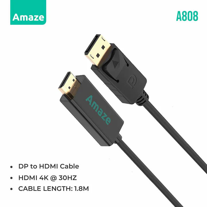 Amaze A808 DP to HDMI Adapter – 4K UHD Display Cable