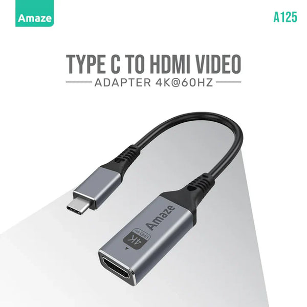 Amaze Type-C to HDMI Video Adapter A125 – 4K 60Hz Display Converter