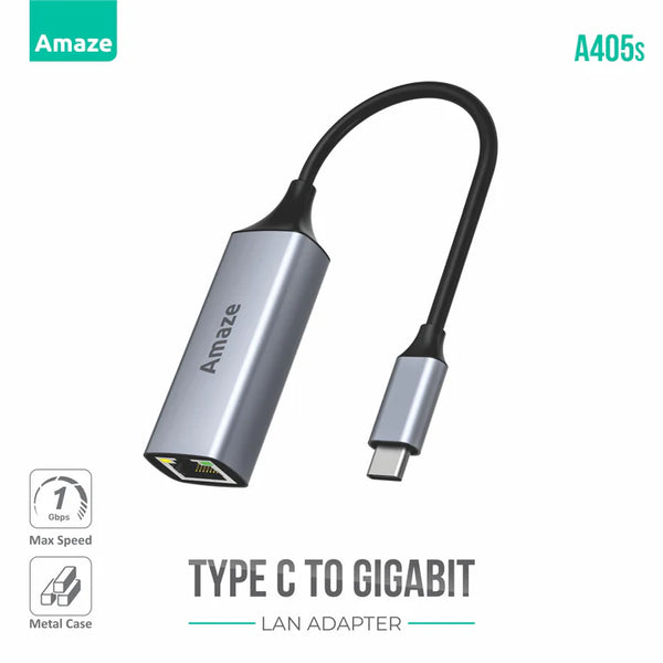 Amaze Type-C Ethernet Adapter A405s – Fast Wired Connection for Laptops