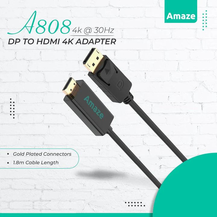 Amaze A808 DP to HDMI Adapter – 4K UHD Display Cable