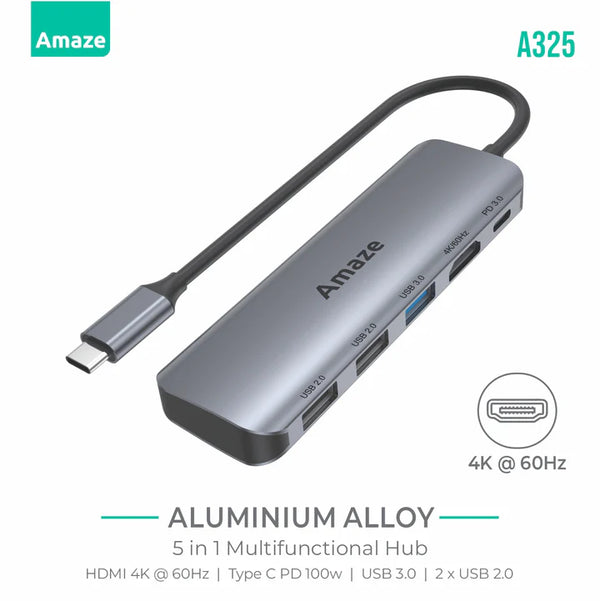 Amaze 5-in-1 Type-C Adapter A325 – Premium Laptop Accessory by Dream Laptops