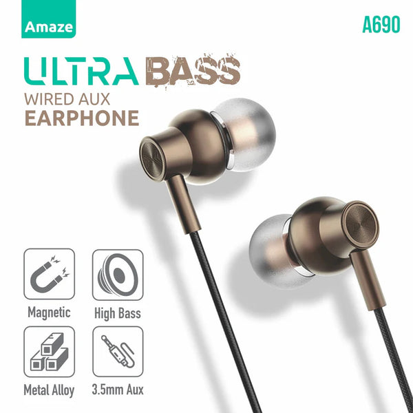 Amaze A690 Black Headphones – Bluetooth Stereo Sound Headset