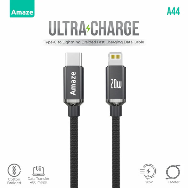 Amaze Ultra Charge Type C to Lightning Cable 20W 1m | A44