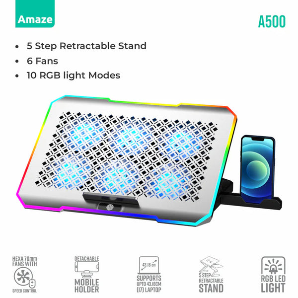 Laptop Stand A500 with RGB lighting and cooling fans – Dream Laptops