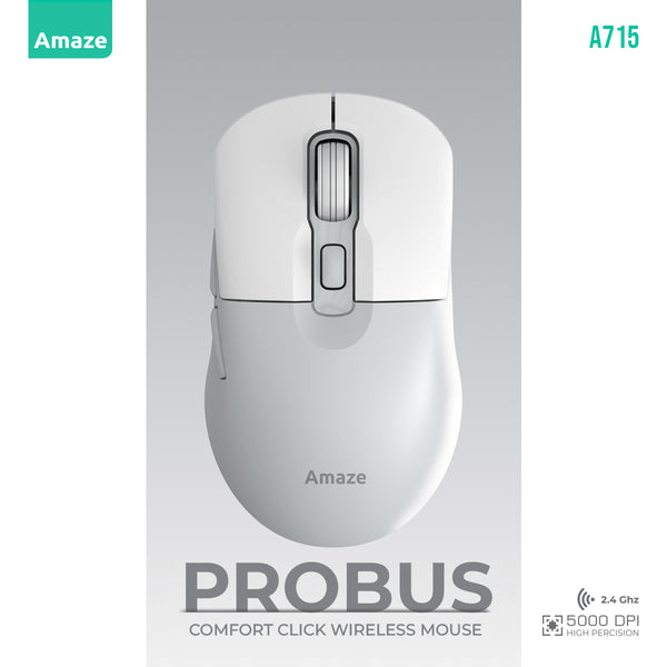 Probus A715 Comfort Click Wireless Mouse – black, silent click, ergonomic design