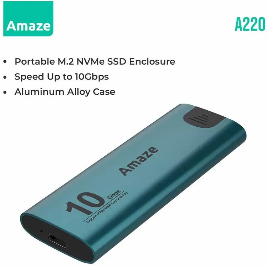 Amaze A220 M.2 NVMe SSD Enclosure | 10Gbps Type-C Aluminum - Dream Laptops