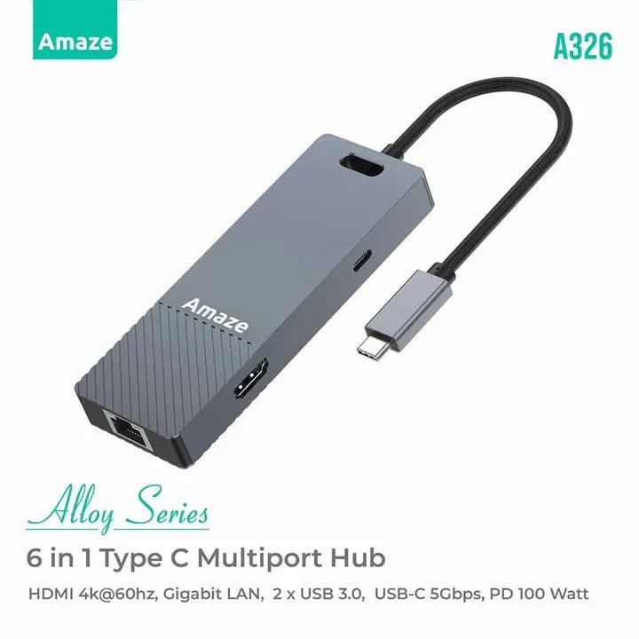 Amaze Alloy Series 6-in1 Multiport Hub | A326 - Dream Laptops