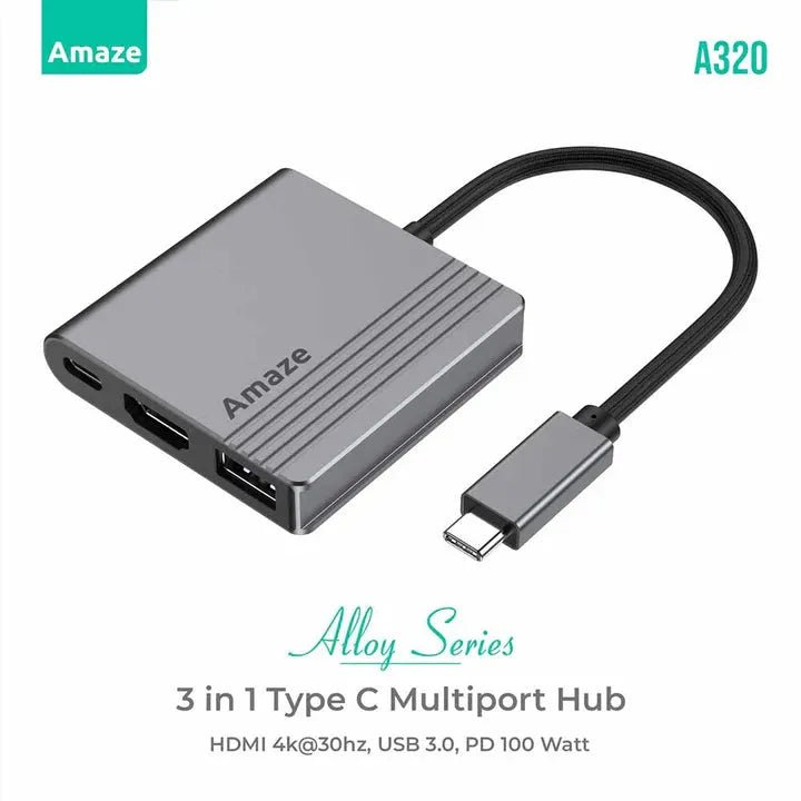 Amaze Aluminum Alloy 3-in1 Multiport Hub | A320 - Dream Laptops
