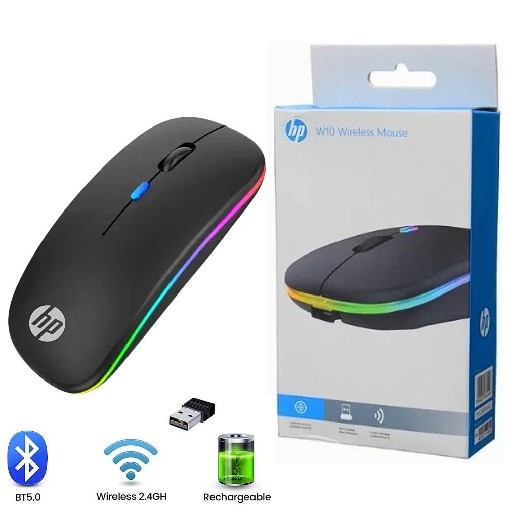 HP W10 RGB Wireless & Bluetooth Mouse | Rechargeable Type-C - Dream Laptops