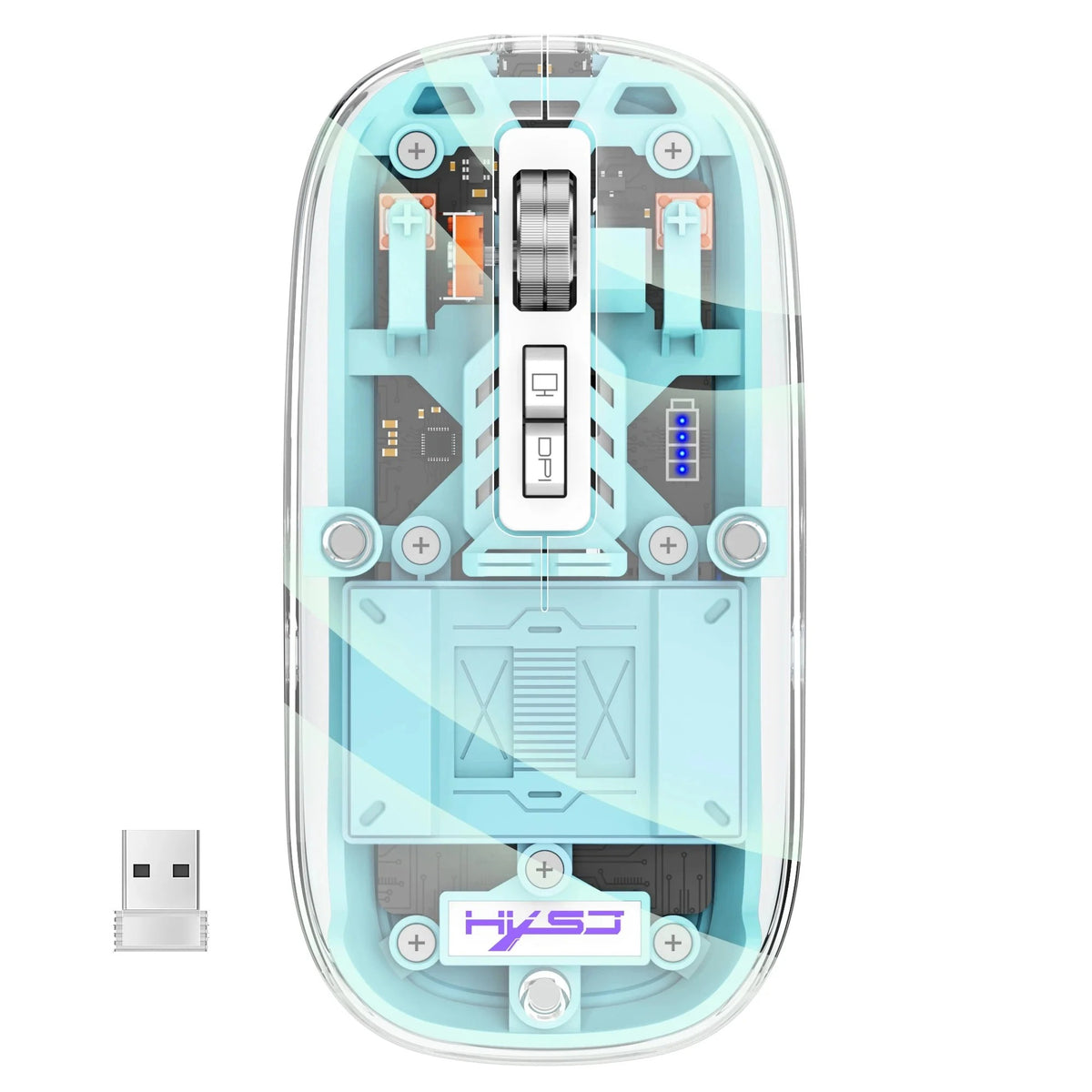 Transparent Tri-Mode Wireless Bluetooth RGB Mouse – 16000 DPI Rechargeable