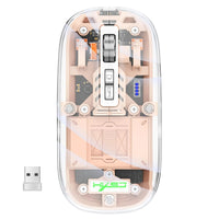 Transparent Tri-Mode Wireless Bluetooth RGB Mouse – 16000 DPI Rechargeable