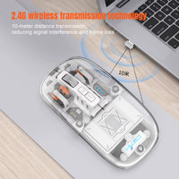 Transparent Tri-Mode Wireless Bluetooth RGB Mouse – 16000 DPI Rechargeable