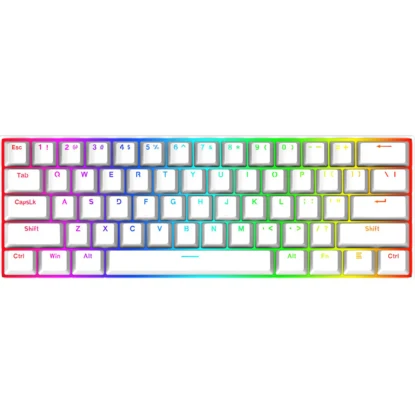 Redragon K630W Dragonborn White Mechanical Gaming Keyboard | 60% Compact Layout, RGB Backlight, Hot-Swappable Keys