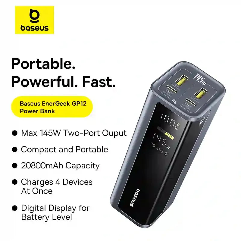 Baseus EnerGeek GP12 Power Bank 20800mAh 145W | Fast Charging Portable Laptop Power Bank