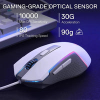 Redragon S151W White Gaming Keyboard & Mouse Combo | RGB Backlight, Wired USB, Ergonomic Design