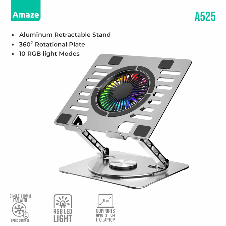 LAPTOP ALUMINUM ROTATABLE RGB COOLING STAND | A525 - Dream Laptops