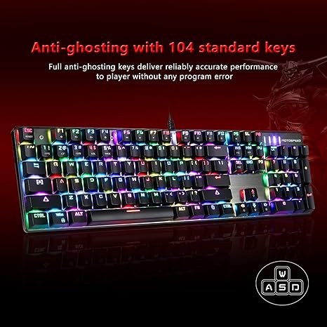 MOTOSPEED CK104 RGB Mechanical Keyboard | Red Switch | 104 Keys | Backlit Gaming Keyboard - Dream Laptops