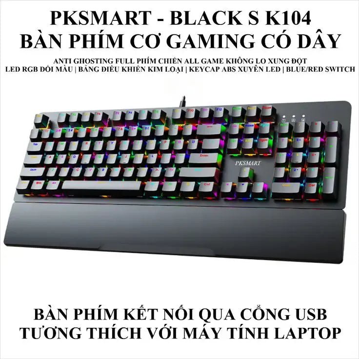 PKSMART K104 Pro RGB Mechanical Gaming Keyboard | Full-Size Anti-Ghosting - Dream Laptops