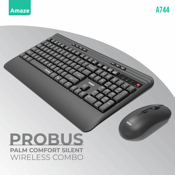 Probus Palm Comfort Silent Wireless Keyboard & Mouse Combo A744 – Quiet & Ergonomic - Dream Laptops