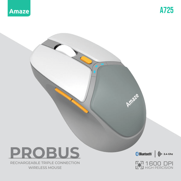 Probus Triple-Connection Rechargeable Wireless Mouse A725 – Silent & Multi-Device - Dream Laptops