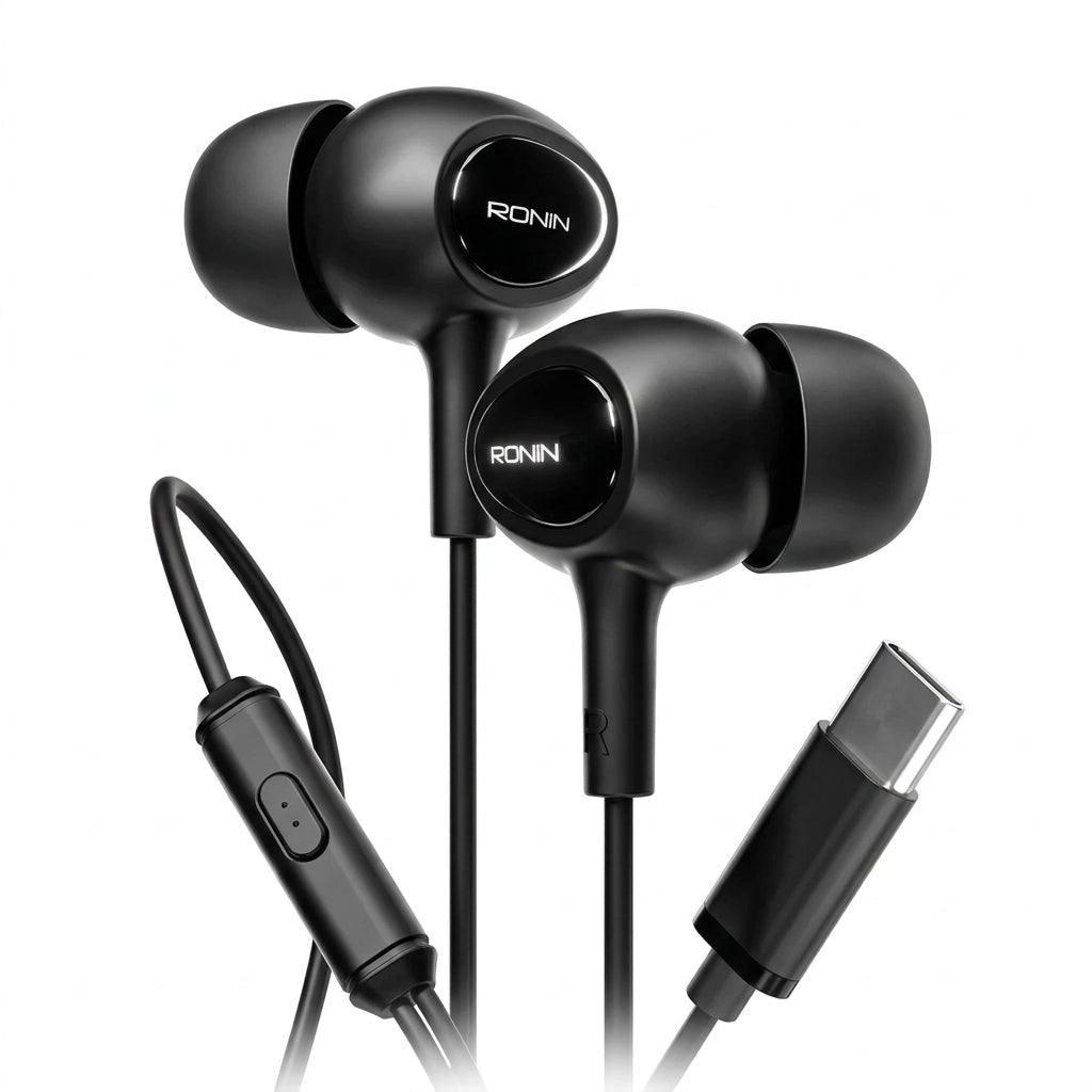 Ronin THE OG R-9 Type-C Wired Handsfree Black – 10mm Drivers, In-Line Mic, 1.2m Cable Copy - Dream Laptops