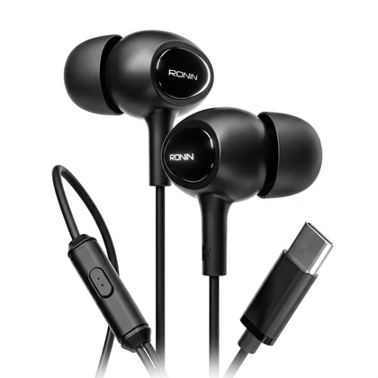 Ronin THE OG R-9 Type-C Wired Handsfree Black – 10mm Drivers, In-Line Mic, 1.2m Cable Copy - Dream Laptops